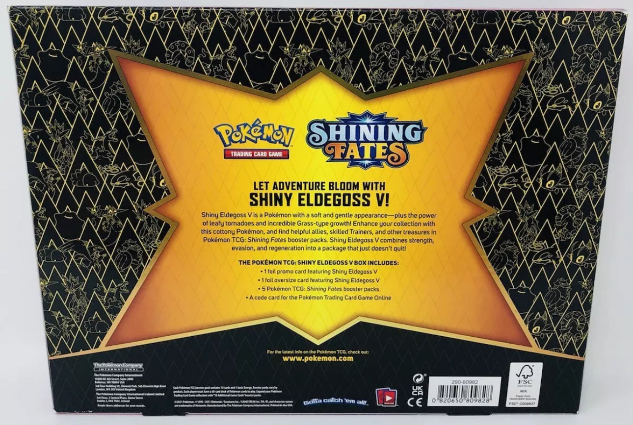 Pokemon TCG Shining Fates Shiny Eldegoss V Collection Box New Factory Sealed