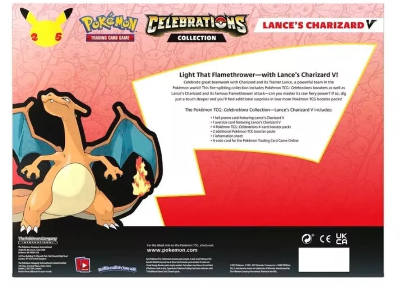 Pokémon TCG Celebrations Collection Lance's Charizard V Box